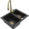 Mexen Carlos 1,5-compartment granite sink with a kitchen mixer tap Savita, Black/Silver metallic - 6518-73-672601-50