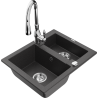 Mexen Carlos 1,5-compartment granite sink with a kitchen mixer tap Savita, spotted black - 6518-76-672601-00