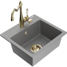 Mexen Milo 1-compartment granite sink with a kitchen mixer tap Carla, Grey - 6505-71-670700-50