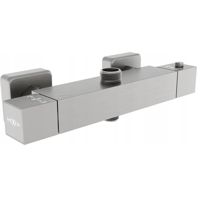 Mexen Cube thermostatic shower mixer tap, Graphite - 77250-66