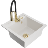 Mexen Vito 1-compartment granite sink with a kitchen mixer tap Aster, White - 6503-20-73450-57-G