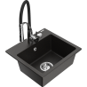 Mexen Milo 1-compartment granite sink with a kitchen mixer tap Aster, Black/Gold metallic - 6505-75-73450-07