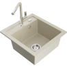 Mexen Vito 1-compartment granite sink with a kitchen mixer tap Flora, Beige - 6503-69-670401-09