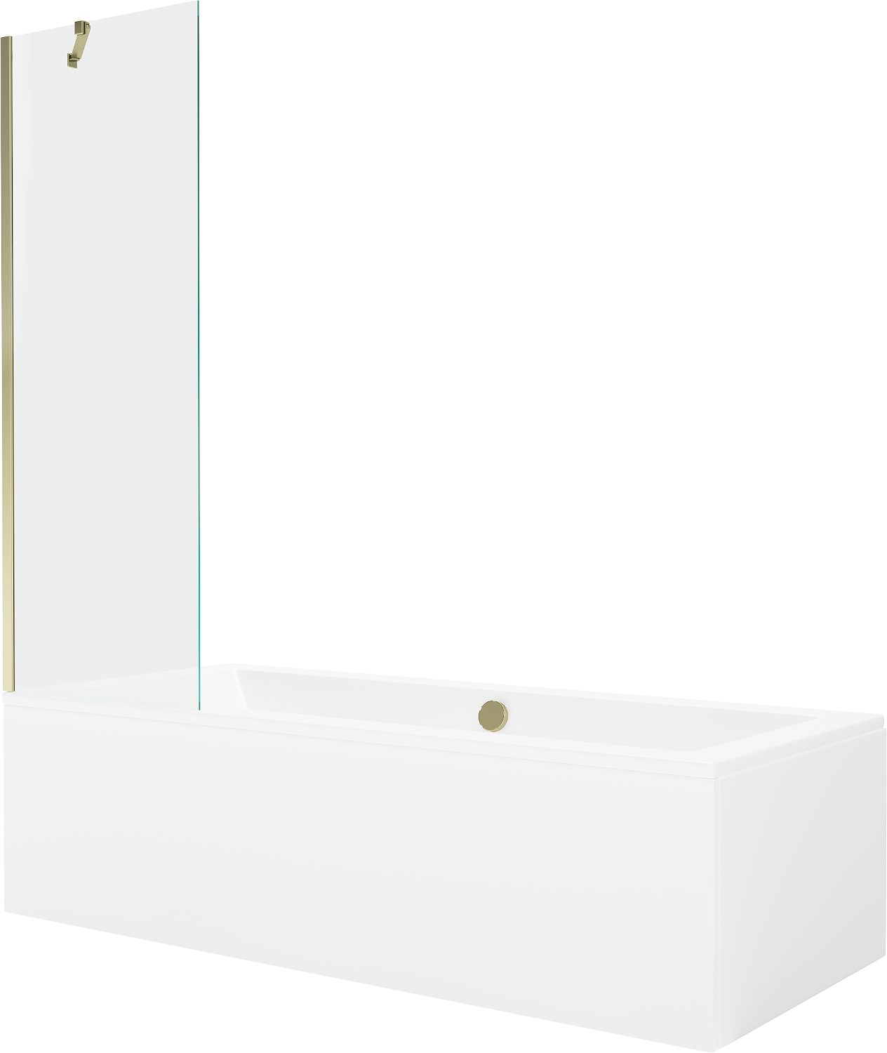 Mexen Cube 180 x 80 cm rectangular bathtub with panels and a 1-wing screen 60 cm, transparent, gold - 550518080X9506000050
