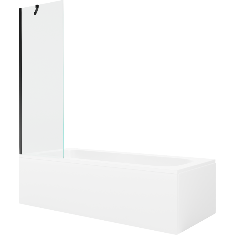 Mexen Vega 170 x 70 cm rectangular bathtub with panels and a 1-wing screen 60 cm, transparent, black - 550117070X9506000070