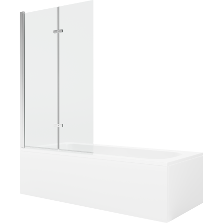 Mexen Vega 160 x 70 cm rectangular bathtub with panels and a 2-wing screen 100 cm, transparent, chrome - 550116070X9210020100