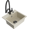 Mexen Milo 1-compartment granite sink with a kitchen mixer tap Duo, Beige - 6505-69-671701-70-B