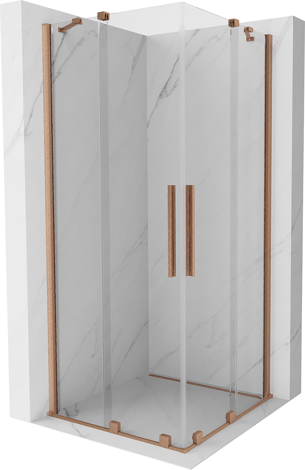 Mexen Velar Duo extendable shower cubicle 80 x 80 cm, transparent, brushed copper - 871-080-080-02-65
