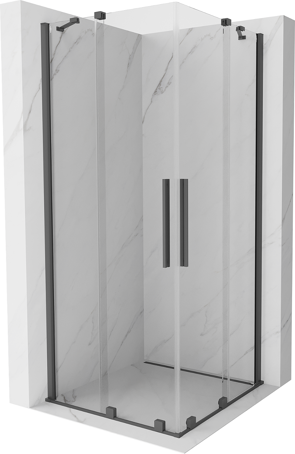 Mexen Velar Duo extendable shower cubicle 100 x 100 cm, transparent, brushed gun gray - 871-100-100-02-66