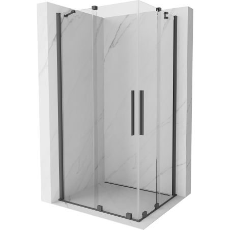 Mexen Velar Duo extendable shower cubicle 90 x 80 cm, transparent, brushed gun gray - 871-090-080-02-66
