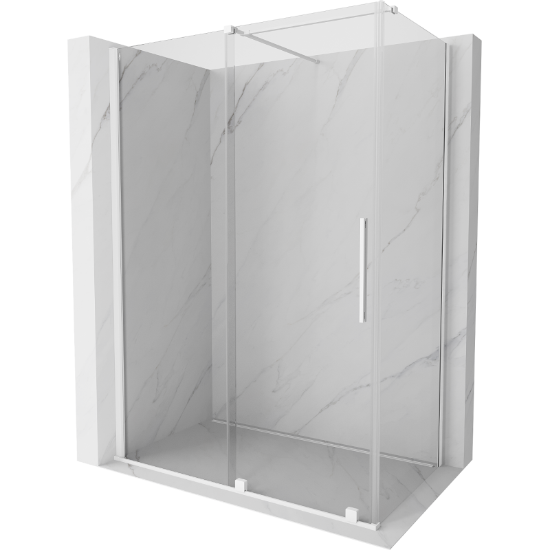 Mexen Velar extendable shower cubicle 160 x 80 cm, transparent, white - 871-160-080-01-20