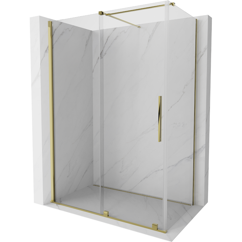 Mexen Velar extendable shower cubicle 140 x 75 cm, transparent, gold - 871-140-075-01-50