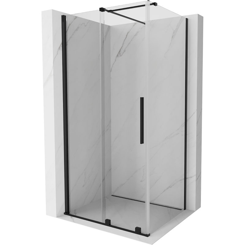 Mexen Velar extendable shower cubicle 120 x 100 cm, transparent, black - 871-120-100-01-70