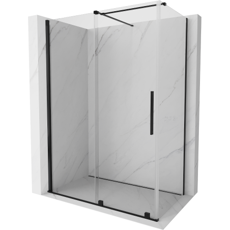 Mexen Velar extendable shower cubicle 160 x 70 cm, transparent, black - 871-160-070-01-70