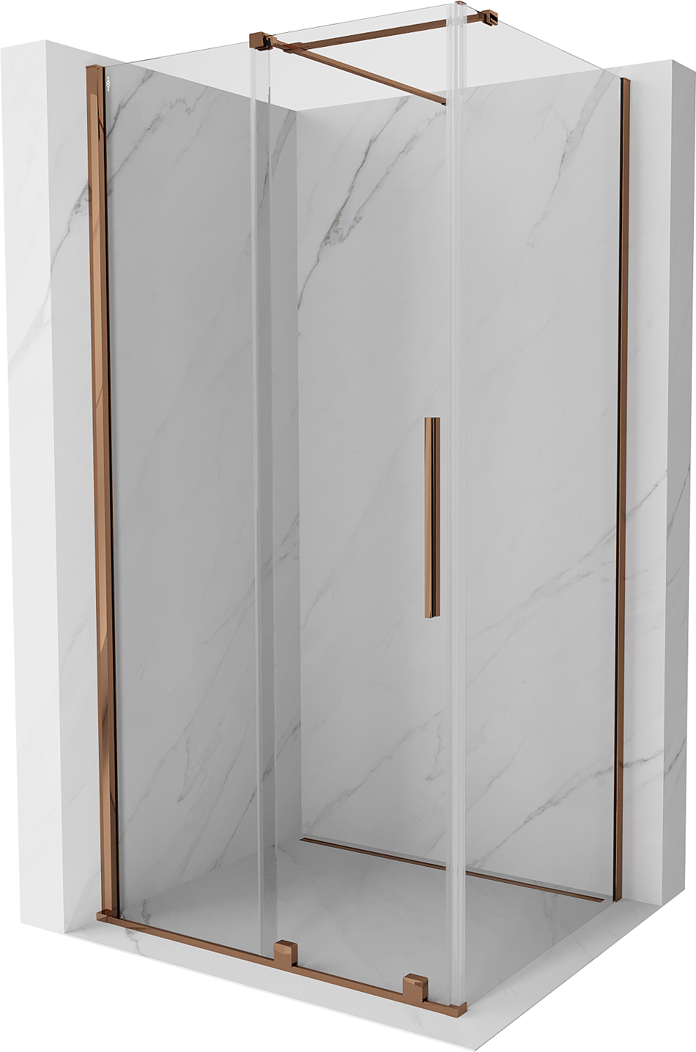 Mexen Velar extendable shower cubicle 140 x 90 cm, transparent, Rose gold - 871-140-090-01-60