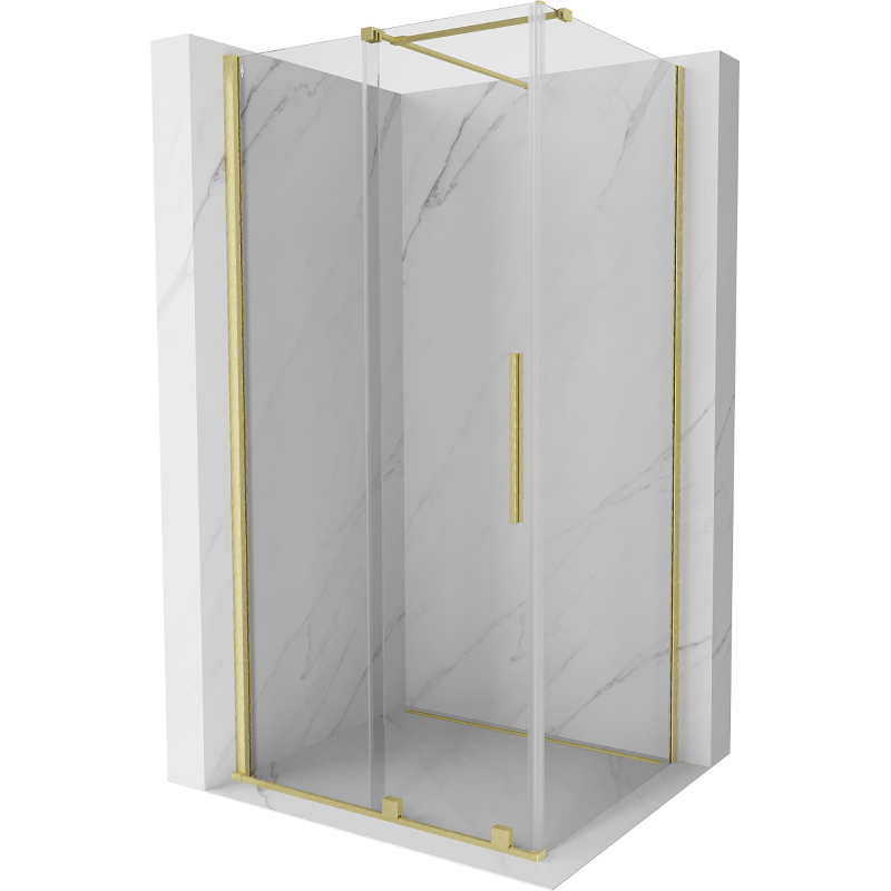 Mexen Velar extendable shower cubicle 120 x 90 cm, transparent, brushed gold - 871-120-090-01-55