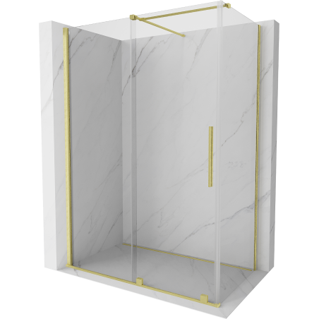 Mexen Velar extendable shower cubicle 150 x 80 cm, transparent, brushed gold - 871-150-080-01-55