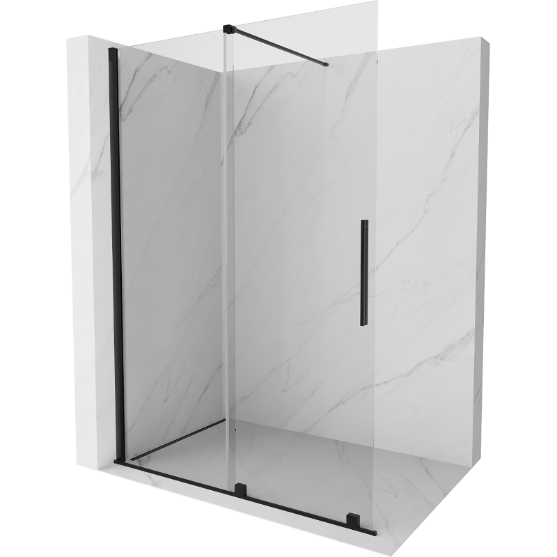 Mexen Velar Walk-in Shower Panel 140 x 200 cm, Transparent 8 mm, Black - 871-140-000-03-70