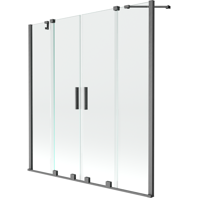 Mexen Velar Duo 2-wing bathtub screen Sliding 140 x 150 cm, transparent, brushed gun gray - 896-140-000-02-66