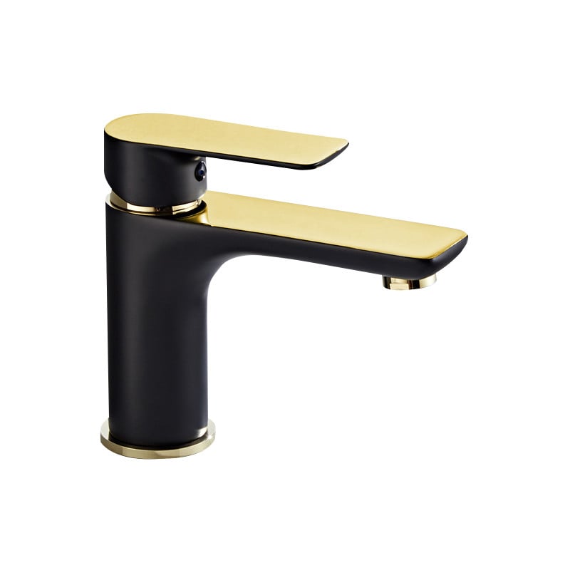 Mexen Alfa washbasin mixer tap, Black/Gold - 745700-75
