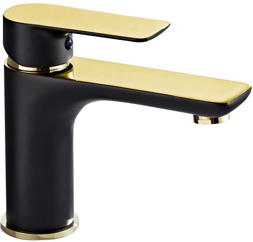 Mexen Alfa washbasin mixer tap, Black/Gold - 745700-75