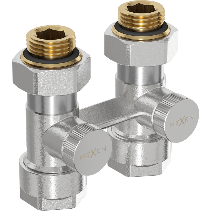 Mexen radiator valve double-pipe DN50, straight 1/2"x16 mm, nickel - W912-016-01