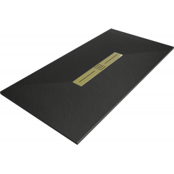 Mexen Toro Rectangular Shower Tray SMC 150 x 80 cm, Black, Gold Cover - 43708015-G