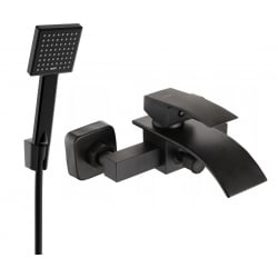 Mexen Aries R45 bathtub mixer tap with shower head, Black - 74483R45-70
