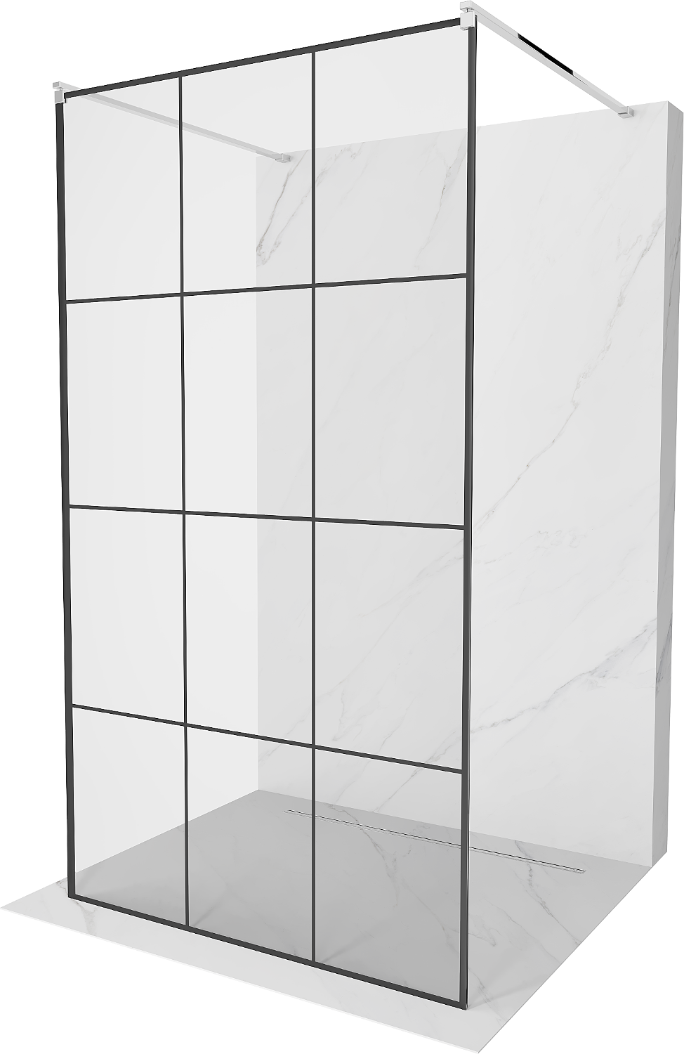 Mexen Kioto free-standing shower screen 100 x 200 cm, Transparent/Black pattern 8 mm, Chrome - 800-100-002-01-77