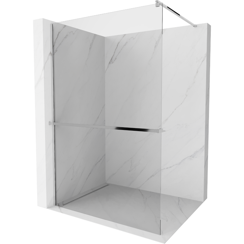 Mexen Kioto+ Walk-in Shower Wall with Shelf 115 x 200 cm, Transparent, Chrome - 800-115-121-01-00