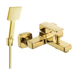 Mexen Cetus R45 bathtub mixer tap with shower head, Gold - 74433R45-50