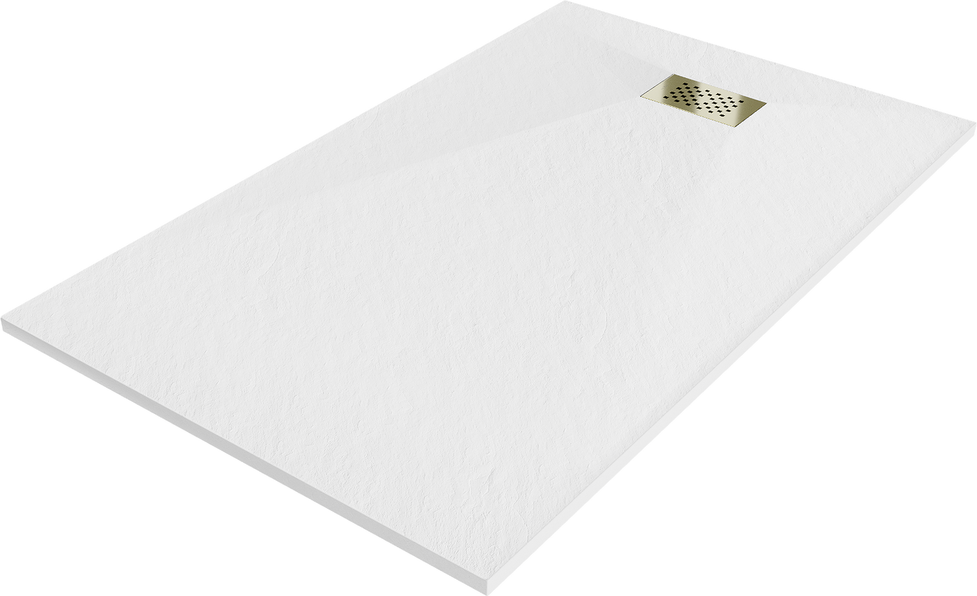 Mexen Hugo Rectangular Shower Tray SMC 140 x 70 cm, White, Gold Cover - 42107014-G