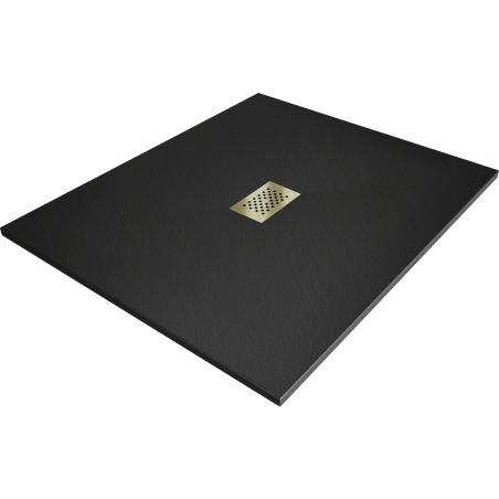 Mexen Hugo rectangular shower tray SMC 110 x 100 cm, black, gold cover - 42701011-G