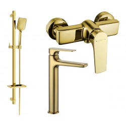 Mexen Lynx DQ62 shower set, Gold - 745914DQ62-50