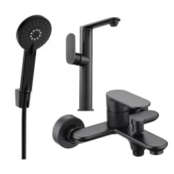 Mexen Milo R40 bathtub set, Black - 713153R40-70