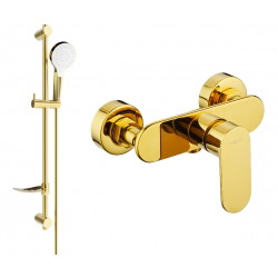 Mexen Milo DF05 shower mixer tap with shower head, Gold - 7134R05-50