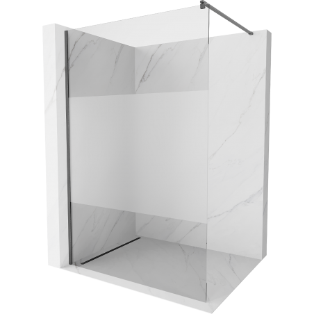 Mexen Kioto Walk-in Shower Screen 120 x 200 cm, Transparent/Frosted 8 mm, Gun Gray Brushed - 800-120-101-66-35