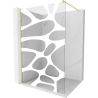 Mexen Kioto Walk-in Shower Wall 100 x 200 cm, White Pattern 8 mm, Brushed Gold - 800-100-101-55-97