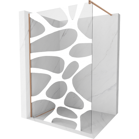 Mexen Kioto Walk-in Shower Wall 110 x 200 cm, white pattern 8 mm, brushed bronze - 800-110-101-65-97