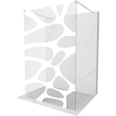 Mexen Kioto Free-standing Shower Wall 100 x 200 cm, White Pattern 8 mm, Brushed Nickel - 800-100-002-97-97