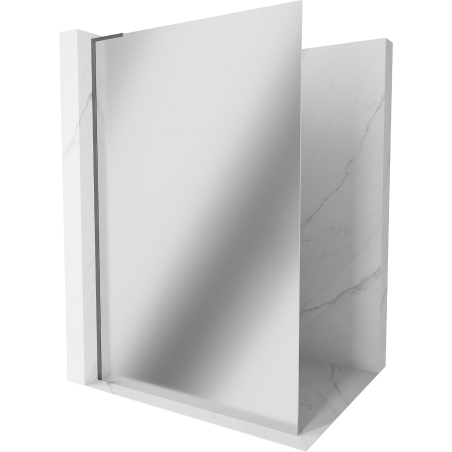 Mexen Kioto L Walk-in Shower Wall 100 x 200 cm, Mirror, Brushed Gun Gray - 800-100-103-66-50