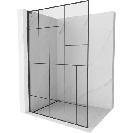 Mexen Kioto L Walk-in Shower Wall 100 x 200 cm, black pattern, black - 800-100-103-70-78