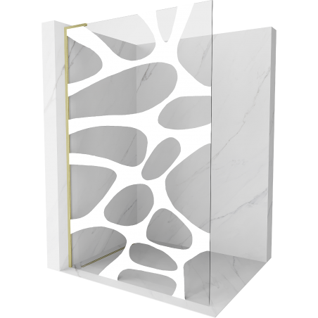 Mexen Kioto L Walk-in Shower Wall 70 x 200 cm, White Pattern, Brushed Gold - 800-070-103-55-97