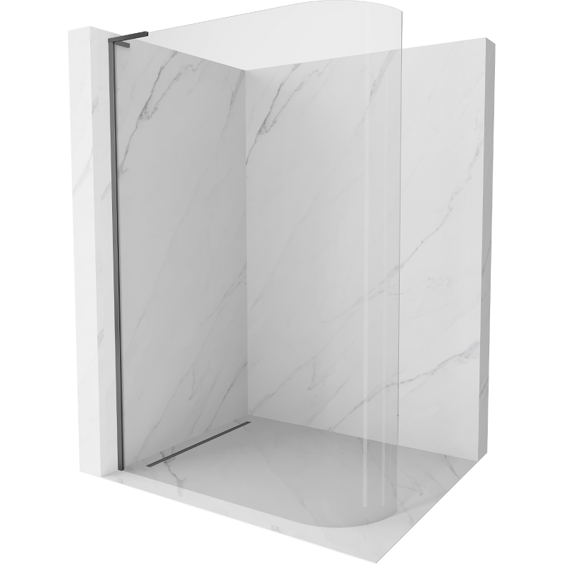 Mexen Kioto L Rounded Shower Screen Walk-in 110 x 200 cm, Transparent, Gun Metal - 800-110-103-95-06