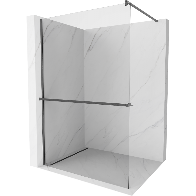 Mexen Kioto+ Walk-in Shower Wall 135 x 200 cm, Transparent, Gun Gray Brushed - 800-135-121-66-00