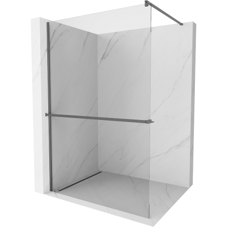 Mexen Kioto+ Walk-in Shower Wall with Shelf 125 x 200 cm, Transparent, Gun Metal - 800-125-121-95-00