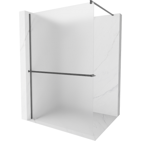 Mexen Kioto+ Walk-in Shower Wall with Shelf 130 x 200 cm, Frosted, Brushed Gun Gray - 800-130-121-66-30