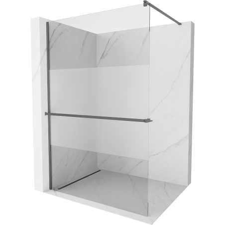 Mexen Kioto+ Walk-in Shower Screen with Bracket 70 x 200 cm, Transparent/Cloudy, Gun Metal - 800-070-121-95-35