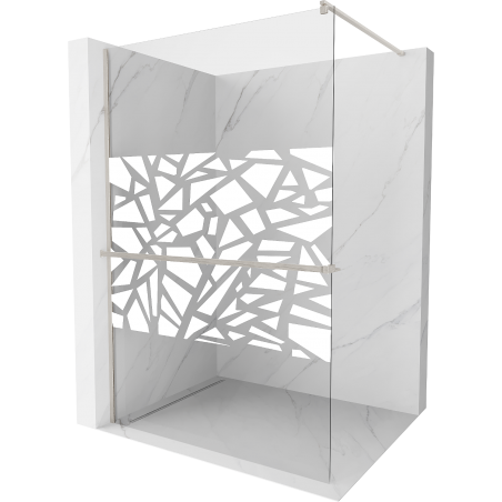 Mexen Kioto+ Shower Wall with Walk-in Shelf 70 x 200 cm, White Pattern, Brushed Nickel - 800-070-121-97-85