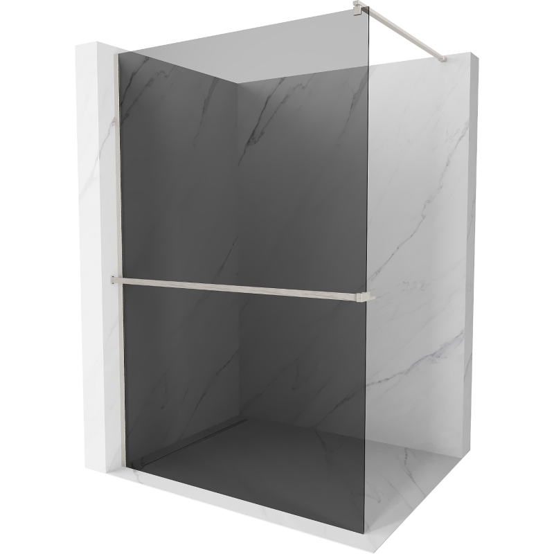 Mexen Kioto+ Walk-in Shower Wall with Shelf 70 x 200 cm, graphite, brushed nickel - 800-070-121-97-40